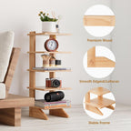 5-Tier Wooden Bookshelf for Small Spaces – Narrow Space-Saving Bookcase & Storage Shelf Organizer for Bedroom, Living Room, or Office – Compact Freestanding Wood Bookshelf