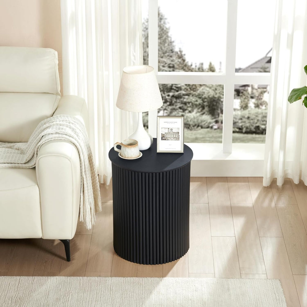 AVZEAR Small Round Side Table Fluted Night Stand Set of 2, 17.7" Mid Cen...