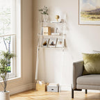 3 Tier Acrylic Ladder Shelf, Modern Clear Bookshelf with Open Shelves, Modern Acrylic Bookcase for Bathroom, Living Room, Kitchen, Office, Bedroom, 9.84" D x 24.96" W x 69.69" H