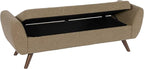 HomePop Modern Storage Bench with Wood Legs |Homepop Home Décor|Bench with Storage for Living Room & Bedroom - Brown