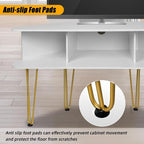 Corner TV Stand for 50 Inch TV, Entertainment Center with Storage Cabinet, Industrial Media Console Table with High Metal Feet and Anti-Slip Pads, TV Stand for Living Room, 50" TV Console, White