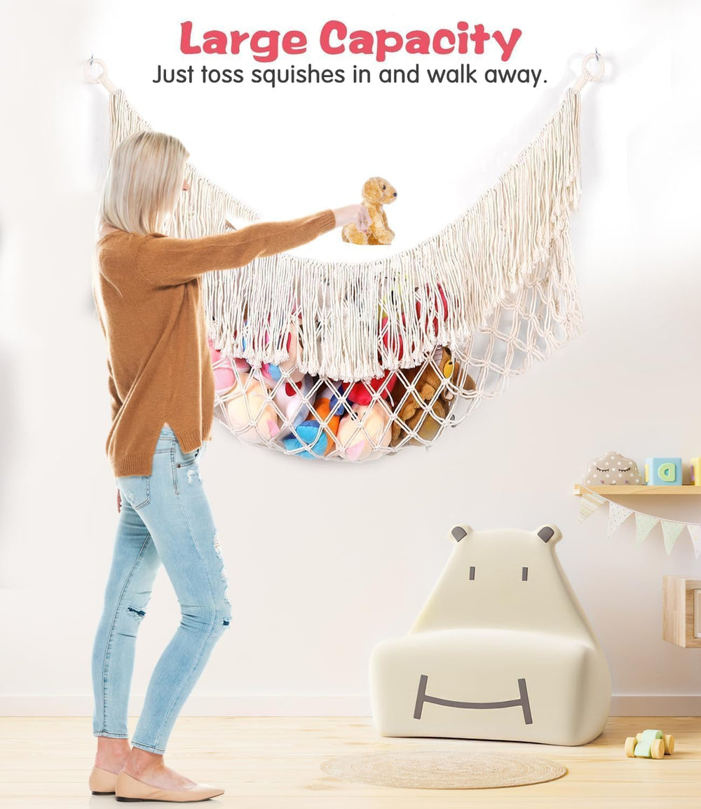 Stuffed Animal Hammock - Extra Large 63'' Long (Cream White) | Premiu...