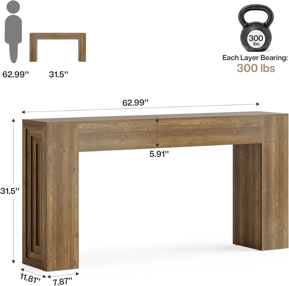 Tribesigns 63-Inch Long Console Table, Farmhouse Narrow Sofa Table Behind The...