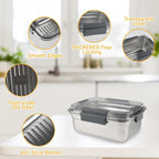 Cheese Container for Refrigerator,Cheese Stainless Steel Container with Lids,Deli Meat Saver,Shredded Cheeses Storage Containers for Fridge,Stackable Kitchen Keeper,Sliced Cheddar Holder