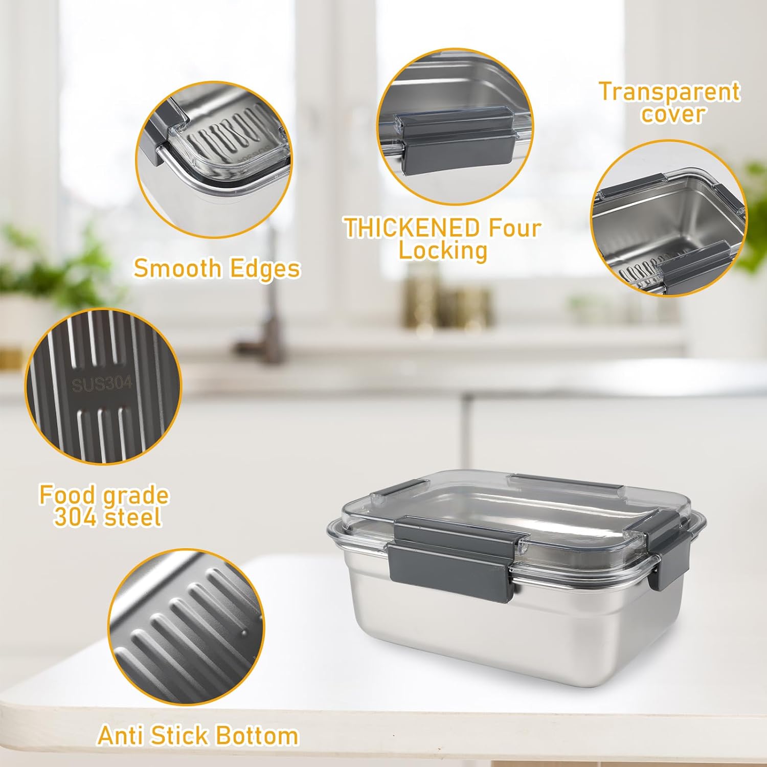 Cheese Container for Refrigerator,Cheese Stainless Steel Container with Lids,Deli Meat Saver,Shredded Cheeses Storage Containers for Fridge,Stackable Kitchen Keeper,Sliced Cheddar Holder