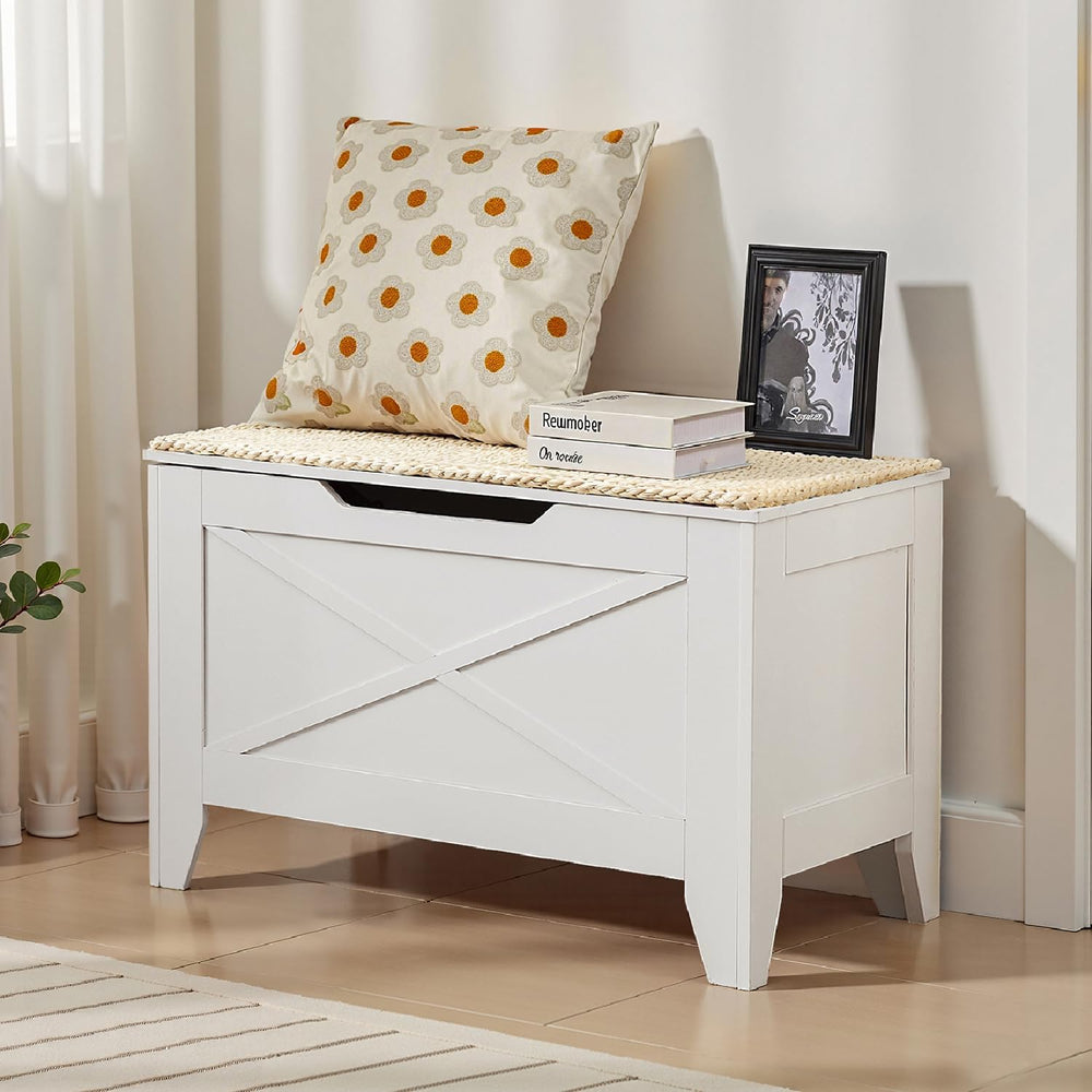 VECELO 30" Storage Chest with Lift Top Storage, Farmhouse Style Ottoman ...