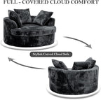 59" Oversized Round Chaise Lounge Chair Indoor with Throw Pillows | No Assembly Required, Corduroy Fabric, Plush Round Sleeper Lounge for Living Room Bedroom