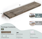 Floating Shelves, 8 Inch Deep Rustic Solid Reclaimed Wood Wall Shelves for Storage, Wall Mounted Display Shelving with Invisible Heavy-Duty Metal Bracket, 30 Inch Width Set of 2, Grey