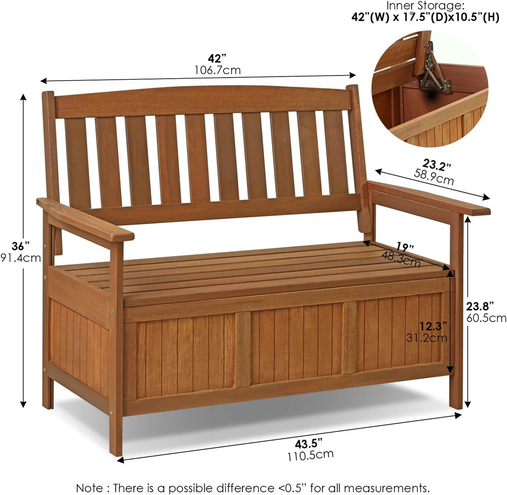 Furinno TIOMAN Outdoor Storage, Kent Storage Bench with Teak Wood, for Patio,...