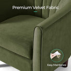 LINSY Accent Chair with Ottoman, Modern Armchair Comfy Barrel Reading Chair with Footrest for Living Room Bedroom Reading Room, Velvet, Olive Green