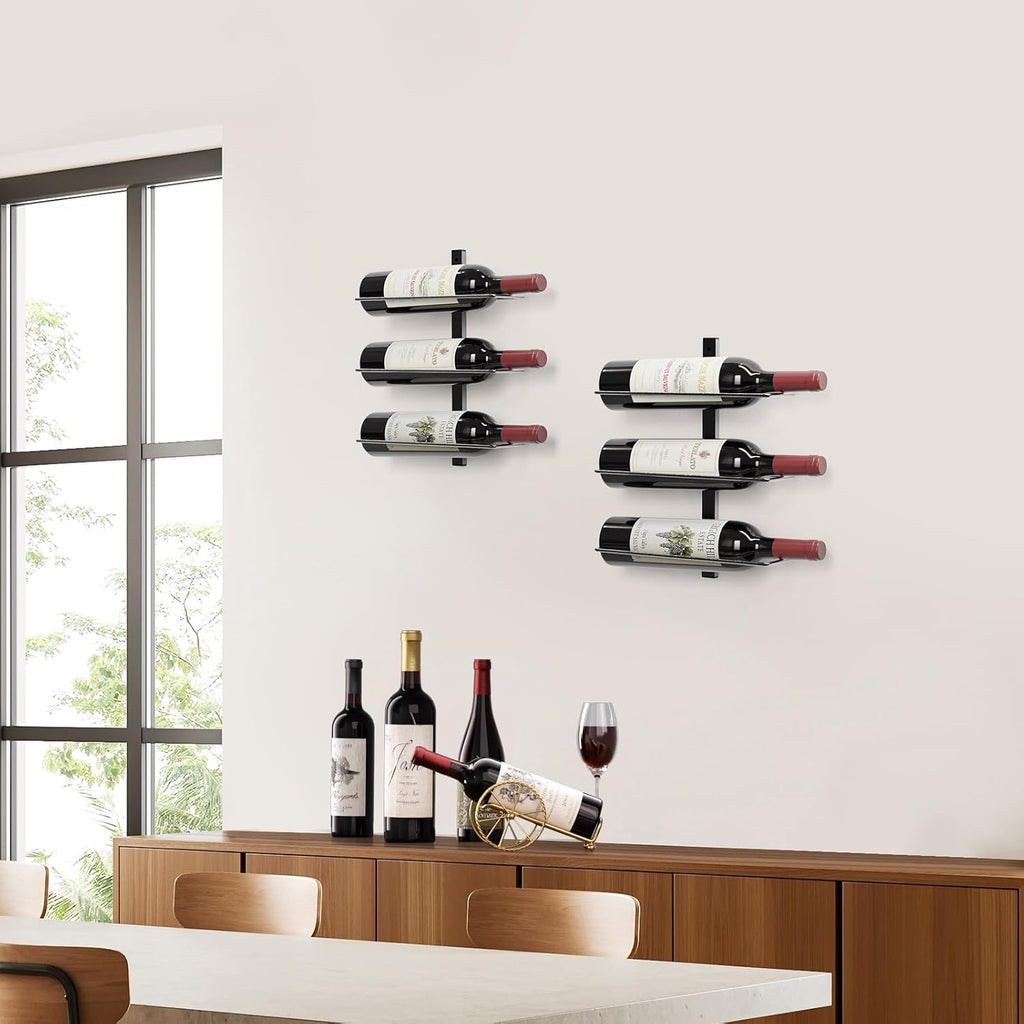 B4Life Wine Rack Wall Mounted 6 Bottles, Metal Hanging Wink Racks for Wall | Collectors, Liquor, Champagne, Under-Stair Walls, Wine Cellars, Decorative Display With Empty Bottles, Home Bar, Cellar