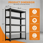72"H Garage Shelving Units Storage Metal Shelves 2000LBS Heavy Duty Shelving 5-Tier Adjustable Utility Industrial Shelves Rack for Garage Basement Pantry Kitchen Living Room (15.7"D×35.4"W× 72"H)