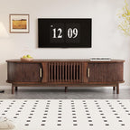 Ball & Cast 67" Modern Farmhouse TV Stand for TVs up to 75",Media Console with Drop-Down & Sliding Doors,Entertainment Center w/2 Storage Cabinets & Solid Wood Legs for Living Room,Bedroom Dark Brown