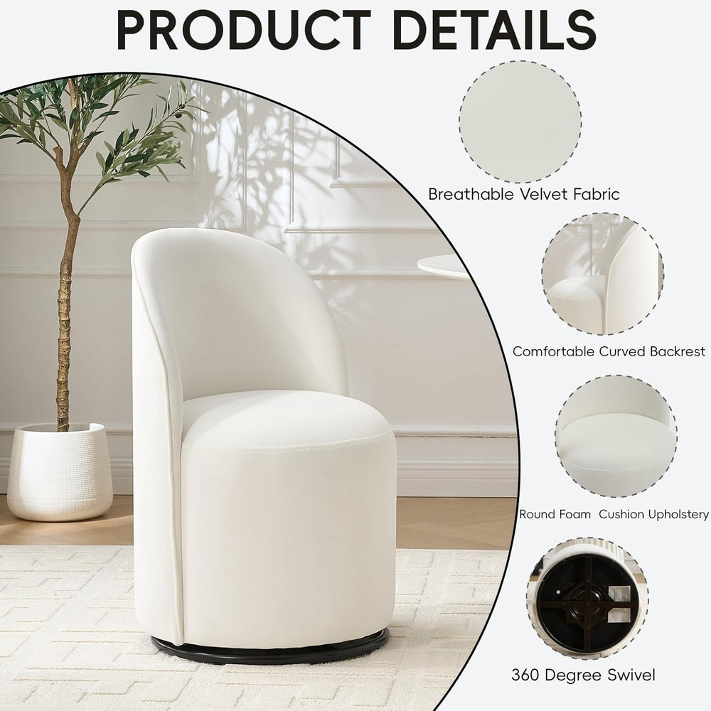 360 Degree Swivel Barrel Chair, Mid Century Modern Round Velvet Dining Chair ...