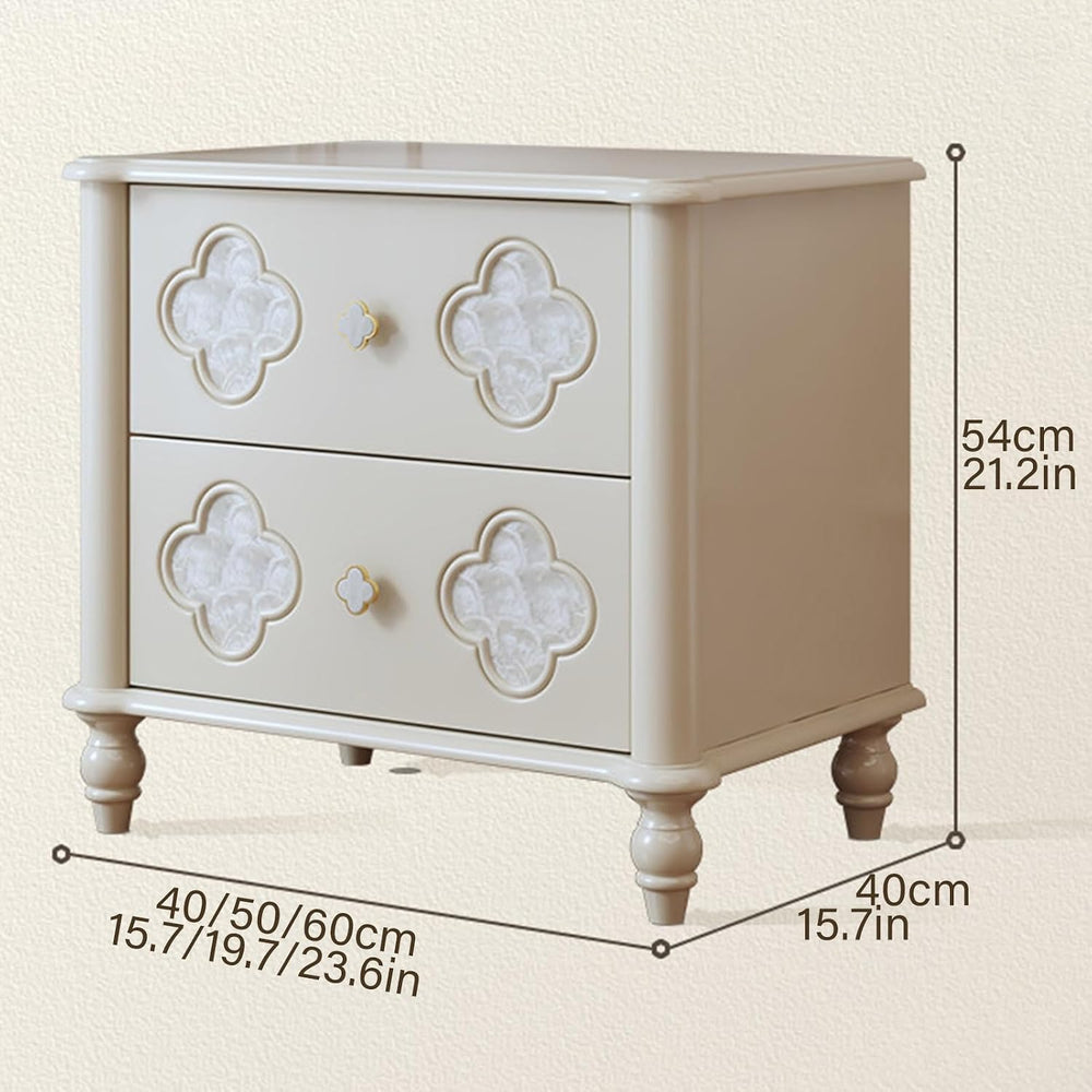 Nightstand with Patterned Drawers End Table with Metal Handle,Storage Cabinet...