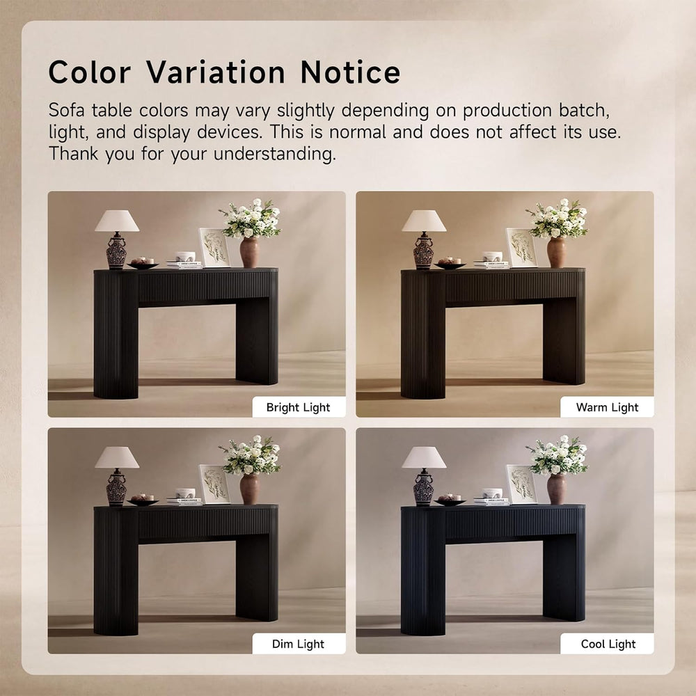 Console Table with Storage Drawers, 55 Inch Fluted Entryway Tables, Mid-Centu...