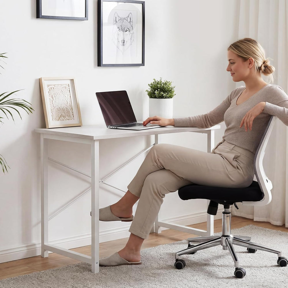 Sweetcrispy 32-Inch Small Computer Desk for Bedroom, White, 2 Pack
