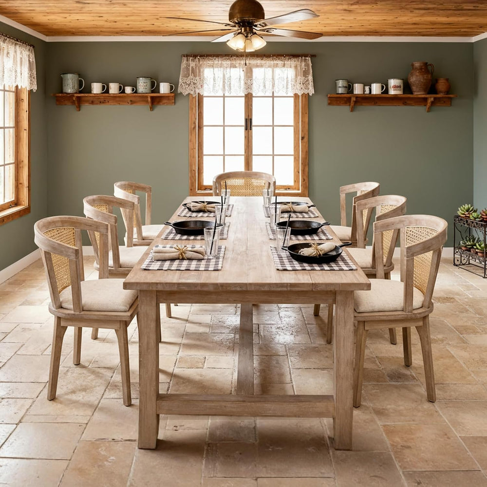 Kmax Modern Rattan Dining Chair Set of 6 Farmhouse Semi Barrel Dining Room Ch...
