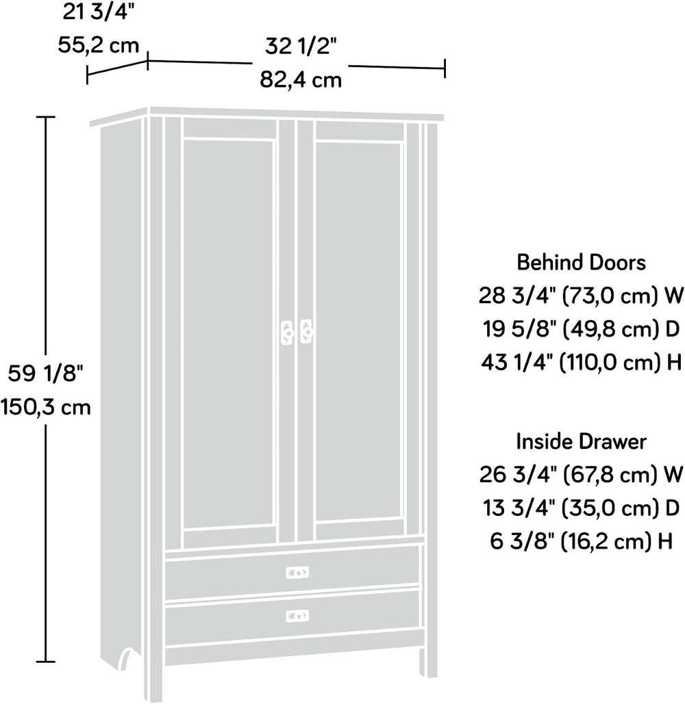 Sauder Cottage Road Armoire, Soft White finish