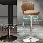 Swivel Stool Chair, Work Vanity Chair, Commercial Event Seat, with Back and Footrest, Height Adjustable, for Kitchen Island, Cafe, Changing Room(Black,Silver feet)