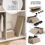 STORAGEBUD Storage Ottoman Bench with Bins, 30-in Storage Bench for Bedroom End of Bed, Folding Foot Rest Ottoman for Living Room Max 660lbs, Fabric Ottomans, Taupe