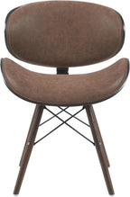 Armen Living Cassie Mid-Century Dining Chair with Vintage Dark Brown Faux Leather and Espresso Oak Finish