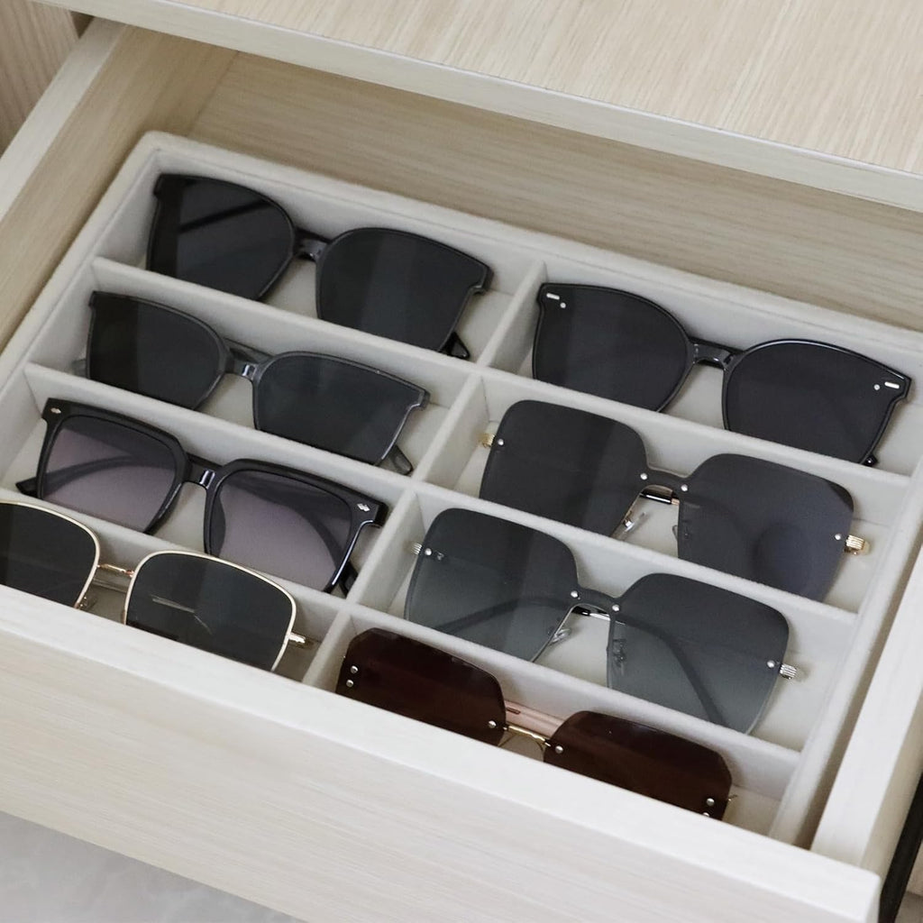 Large Velvet Sunglasses Storage Organizers Jewelry Organizer, Velvet Jewelry Organizer, Large Jewelry Drawer Organizer Tray, Eyeglass Organizer Earring Holder Ring Display (Sunglass Tray)