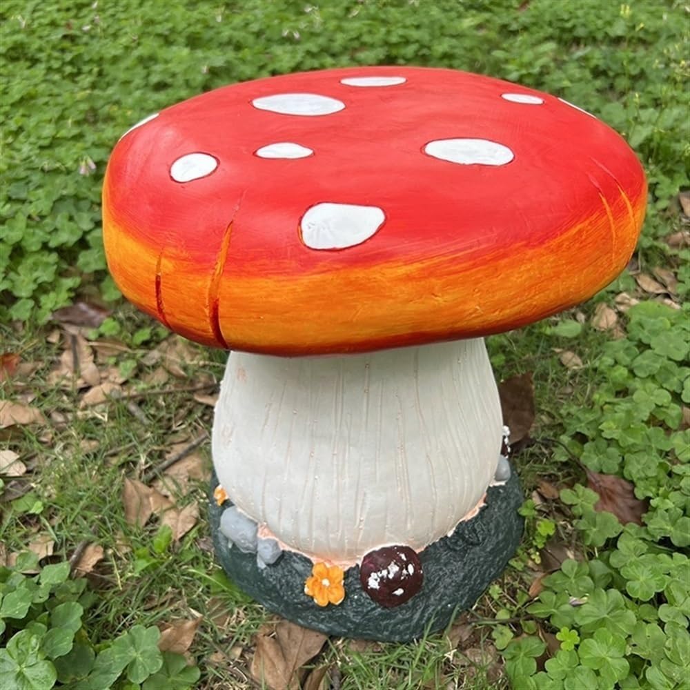 Small Mushroom Shape Ottoman, Outdoor Garden Resin Decorative Mushroom Stool,...
