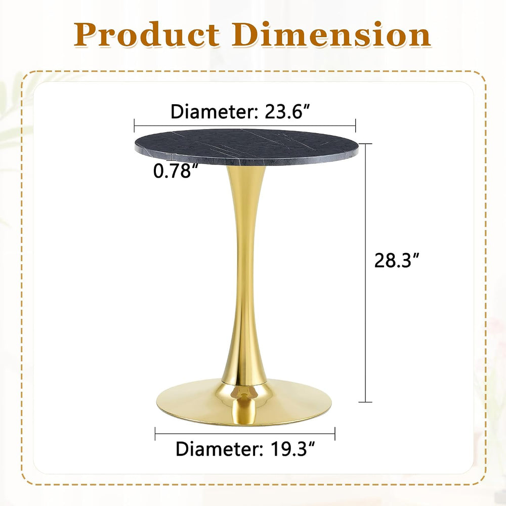 Round Dining Table, 23.6" Circle Tulip Table with Thickened Tabletop &am...