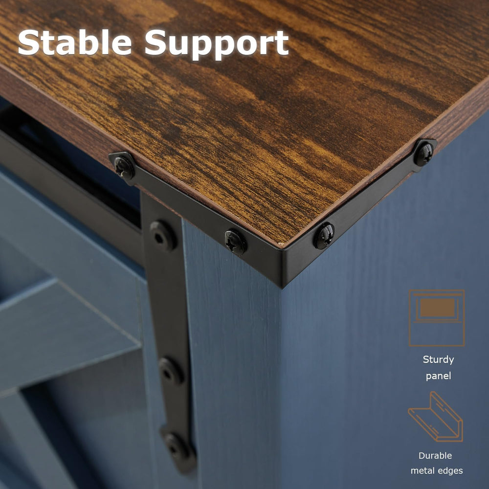 Entryway Table with Storage, Farmhouse Buffet Cabinet Coffee Bar Kitchen Isla...