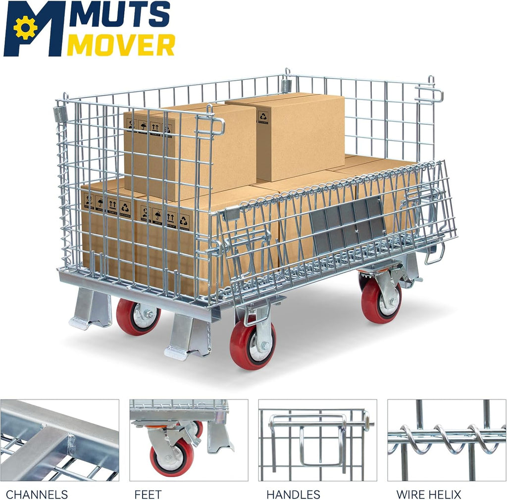50-Gallon Folding Wire Laundry Cart with Wheels, Heavy Duty Steel Frame Rolling Laundry Basket with 4.7" 360° Casters, Collapsible Commercial Laundry Hamper for Home, Hotel & Housekeeping