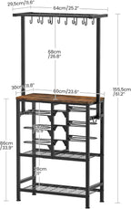 CHOEZON Pots and Pans Organizer Rack, Kitchen Bakers Rack, Multi-Tier Storage Shelf, Kitchen Island Table, Cooking Rack with Pots and Pans Storage, Rustic Brown and Black TPR60BF