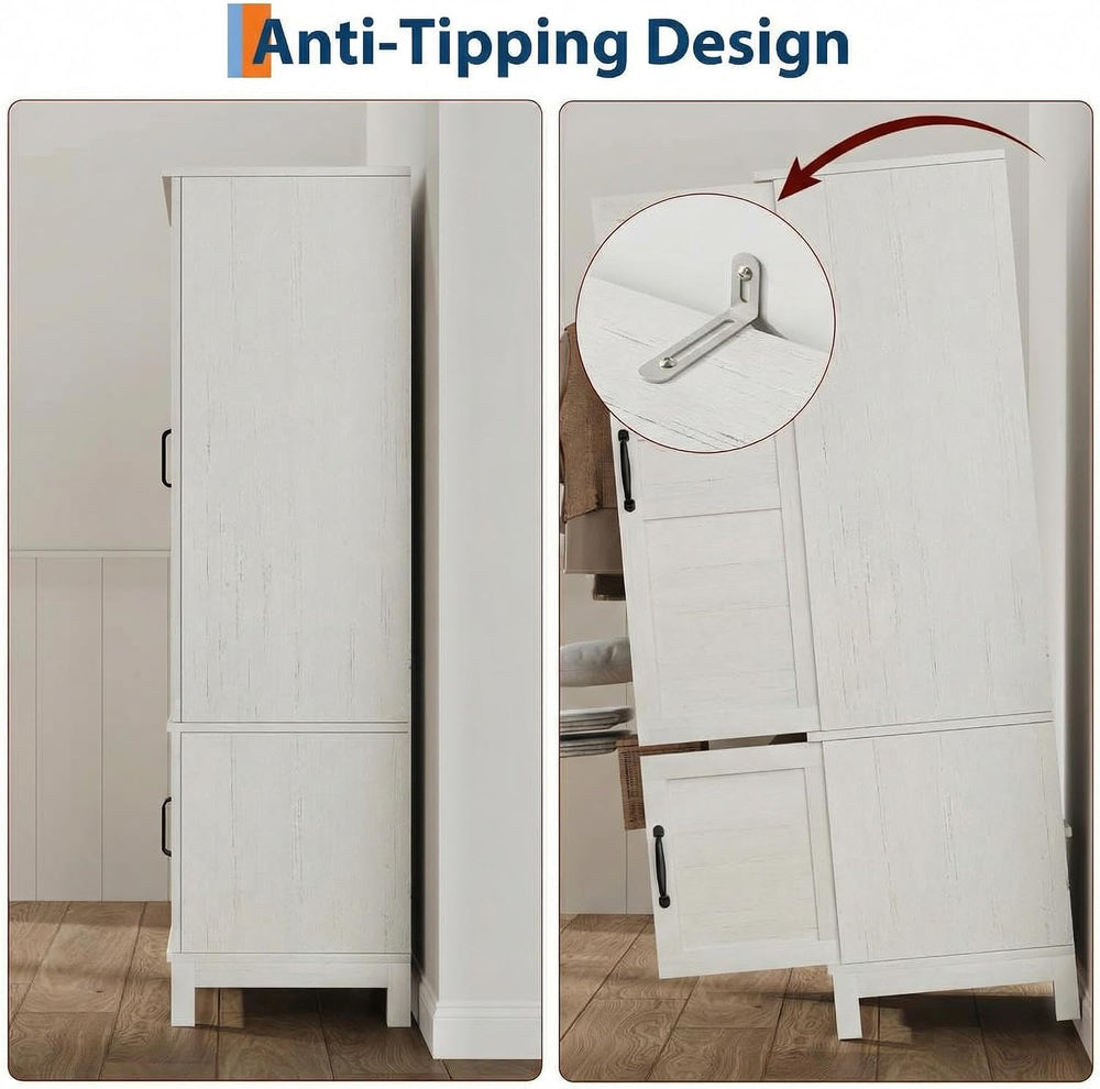 IDEALHOUSE Armoire Wardrobe Closet with 4 Doors, 72" Tall Wooden Clothin...