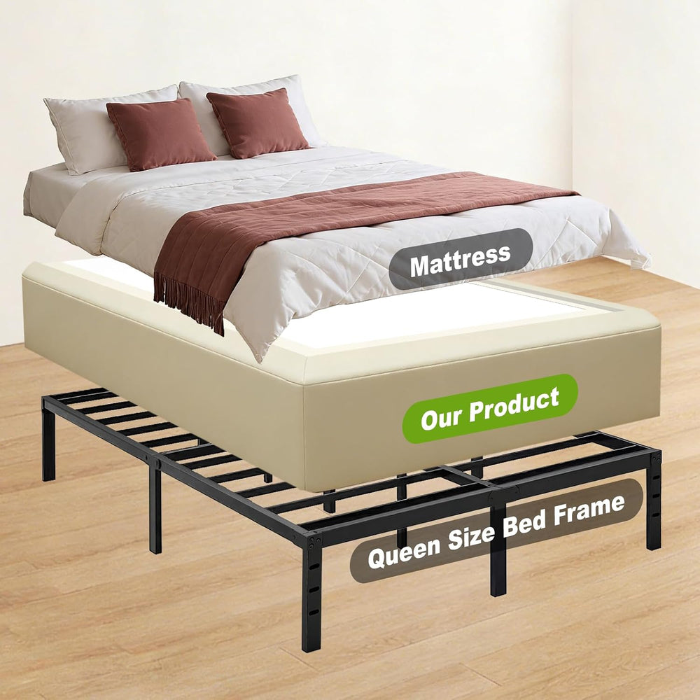 Cloud Bed Frame Cover for Metal Bed Frames – Queen Size Upholstered Slipcover...