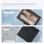 Lolalet Bracelet Display Holder with Rods for Bangles Watches, Clear Lid Jewelry Organizer Box Storage Case for Women Girls -Black