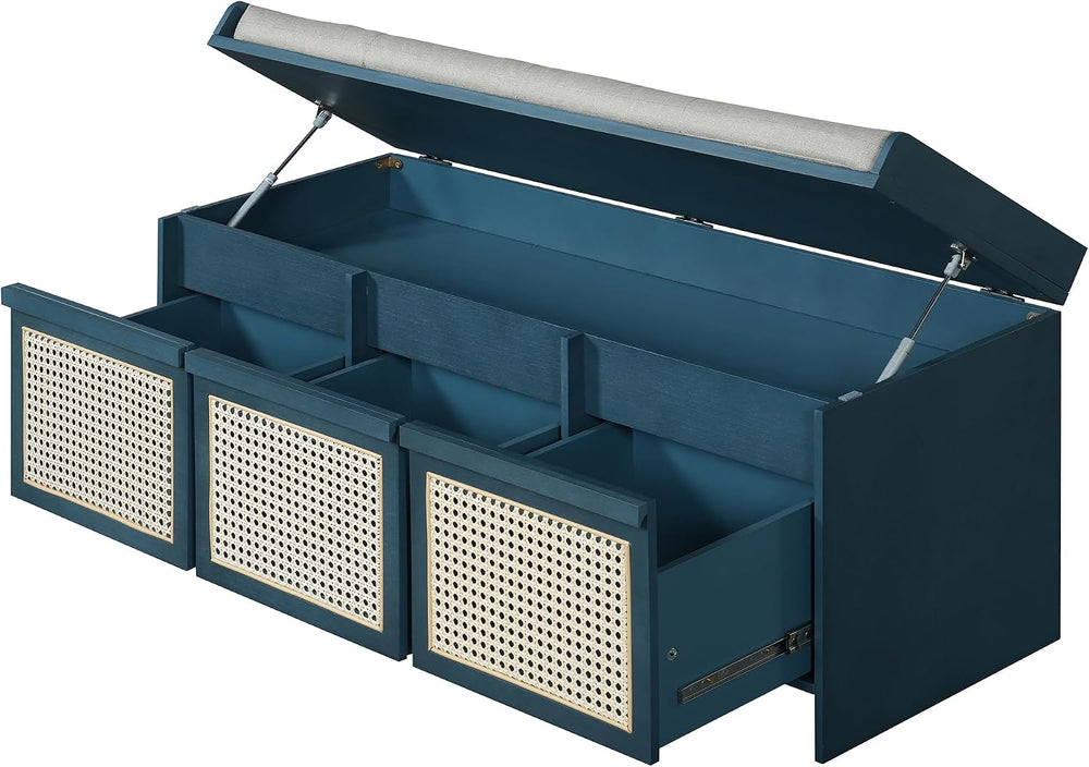 SOFTSEA 48" Shoe Storage Bench with Cushion, 2-Tier Entryway Bench with ...