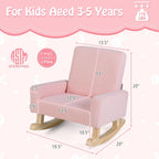 HONEY JOY Toddler Rocking Chair, Kids Rocker with Solid Wood Legs & Linen Fabric, Anti-Tipping Design, Toddler Couch for Kids Room, Playroom, Nursery, Bedroom (Pink)