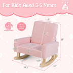 Kids Rocking Chair, Toddler Couch with Solid Wood Base & Non-Slip Pads, Durable Linen Fabric Toddlers Sofa, Children Rocker Armchair in Playroom, Nursery, Bedroom