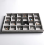 Frebeauty Stackable Velvet Jewelry Organizer Trays for Drawers Inserts Jewelry Storage Tray Display Case Earrings Bracelets Necklace Rings Accessories Trays for Women(Set of 4)(Grey).