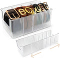 Clear Belt Organizer, Extendable Acrylic Belt Storage Holder with Adjustable Dividers, Belts Storage Container for Drawer and Closet Organization