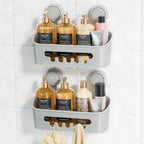 LEVERLOC Shower Caddy Suction Cup 2 Pack, Shower Organizer Removable Bathroom Shelf, Storage Suction Powerful Max Hold 22lbs Bathroom Caddy Waterproof Holder, Gray