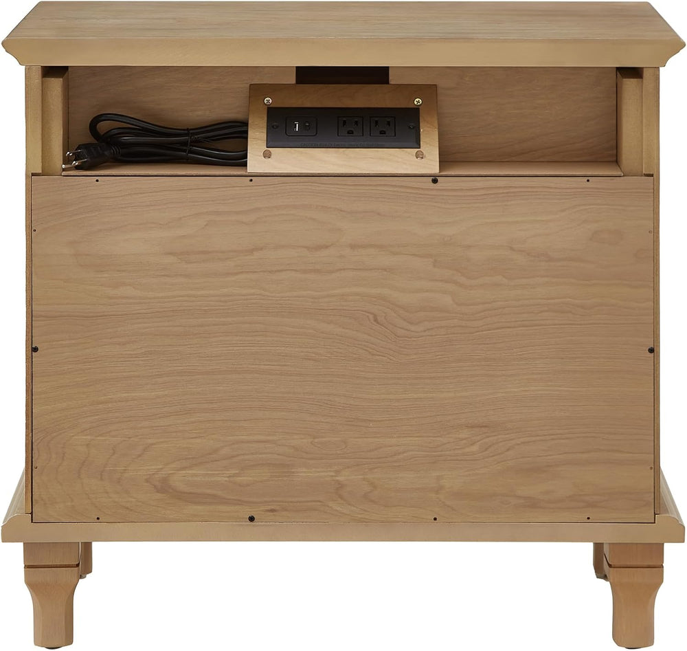 Traditional Wave Textured Nightstand, 3 Drawers Farmhouse Bedside Table with ...
