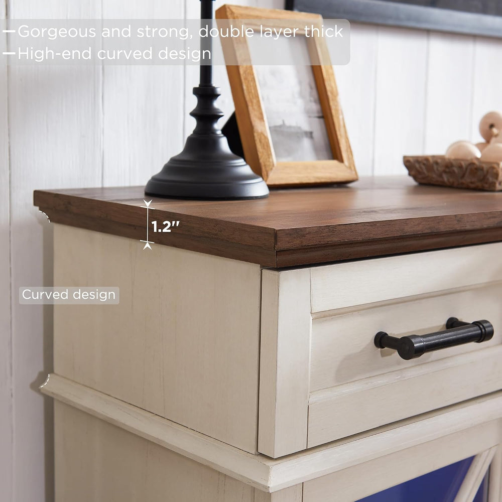 OKD 3-Sided Glass Farmhouse Electric Fireplace TV Stand for TVs up to 80'...