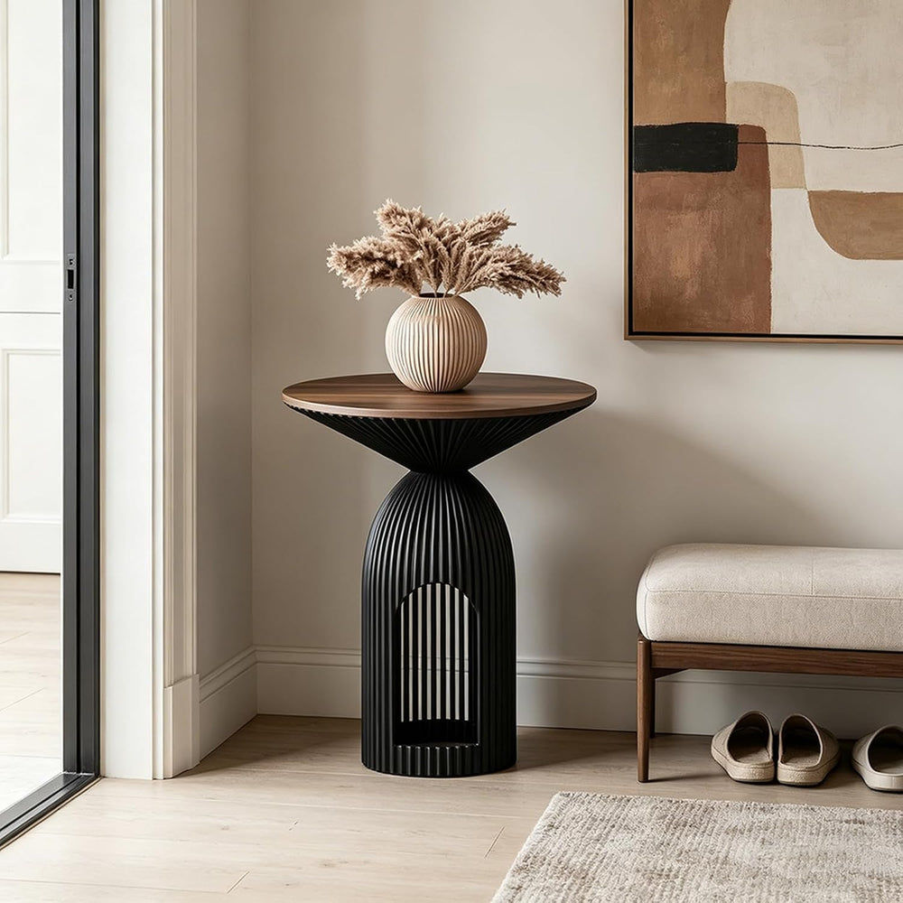 Round Accent End Table, 17.7'' Mid Century Modern Side Table, Circle ...