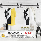 Wall Mounted Clothes Rack - 54" Industrial Pipe Clothing Garment Rack, Space-Saving Heavy Duty Detachable Black Iron Clothes Hanger Pole, Multi-Purpose Hanging Rod for Closet Storage, 4 Base