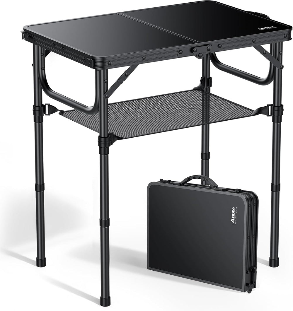 Anbte 2ft Folding Camping Table, 3 Adjustable Heights Small Folding Table | A...
