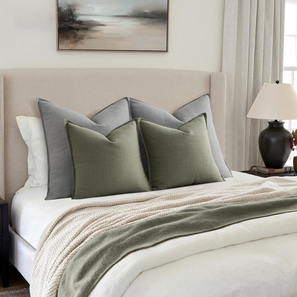 MIULEE Thick Textured Decorative Throw Pillow Covers 22x22 Inch Olive Green