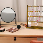 4 Layers of Wooden Display Eacks With Hooks for Necklaces. Rings, Earrings, Bracelets, And Other Jewelry Storage Display Rack (Walnut Wood Color)
