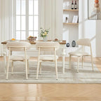 UVV Dining Chairs Set of 4, Metal Kitchen Chairs with Modern Fabric Upholstered for Dining Room, Beige