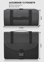 Expanding File Folders with Handle,Accordion File Organizer 13 Expandable Pockets,Portable Filing Box,Adjustable Support Strap,Colored Tabs,Paper Document Organizer,A4/Letter Size Diamond